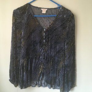 SUNDANCE Velvet-look Sheer Silk and Rayon Bohemian Top